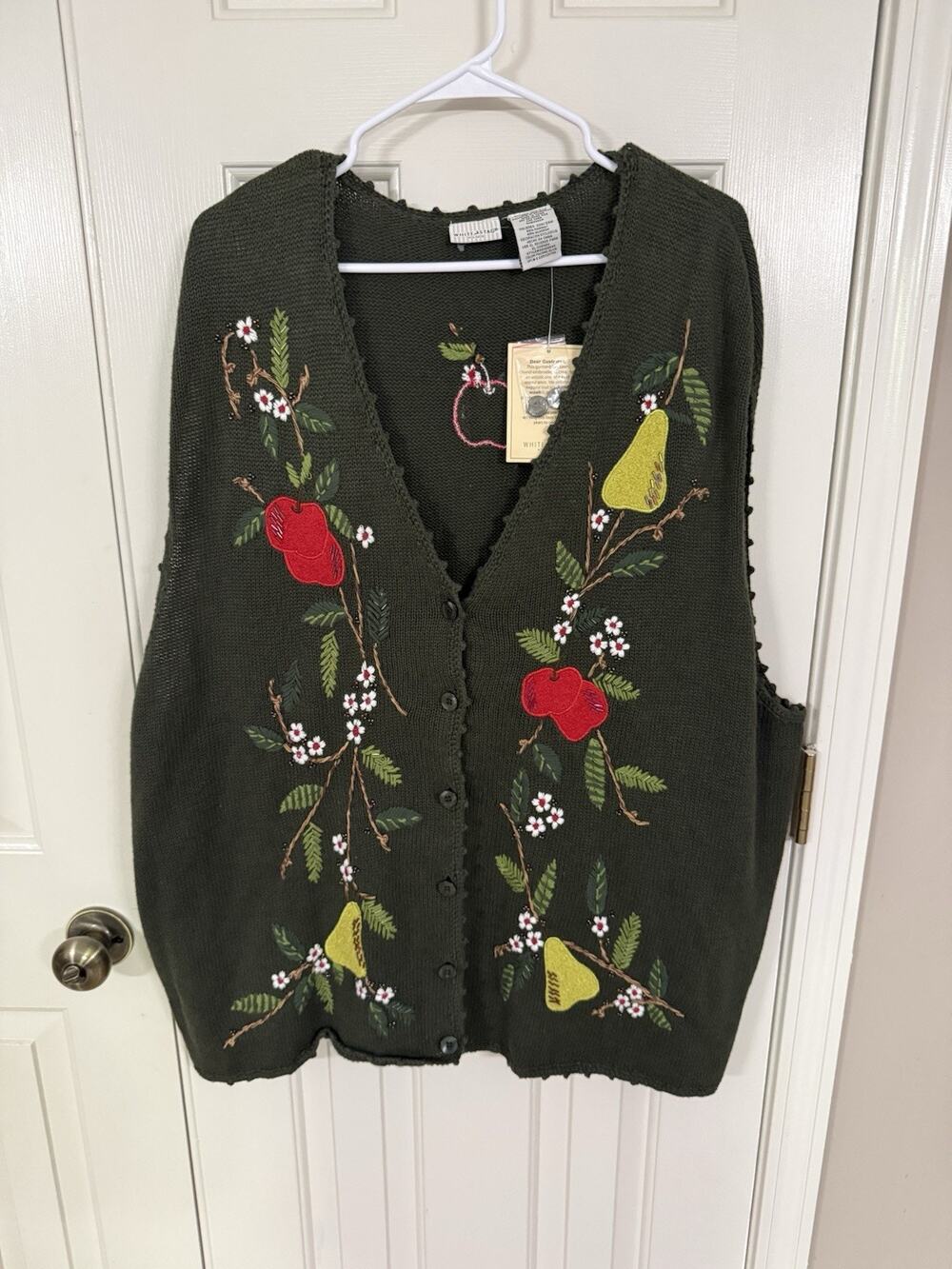 White Stag Vintage Hand Embroidered Embellished Vest 22W/24W Deadstock